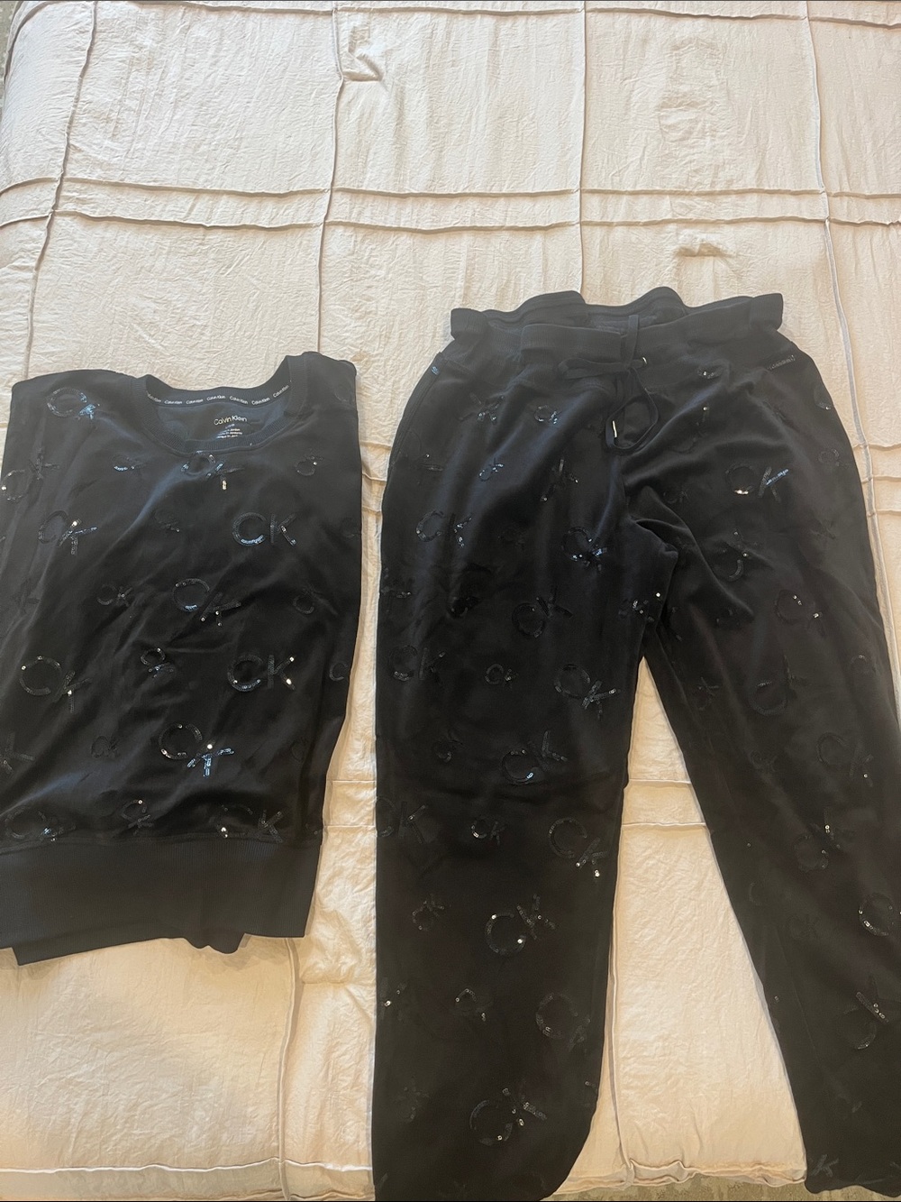 Calvin Klein Black Embossed Logo Jogger Set